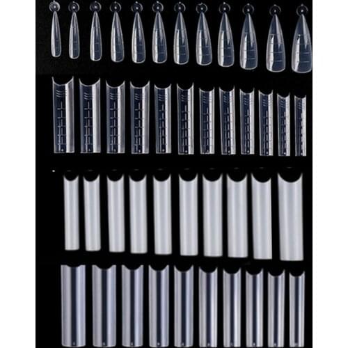 120/500pcs False Nails Oval French Full Nail Art Tips Crown Short Clear White Acrylic Practice Manicure Accessories