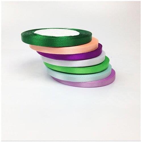 2/8" (6mm) 25 Yards Cheap Satin Ribbon arts crafts & sewing White Black Blue Purple Ribbon handmade diy material gift wrap