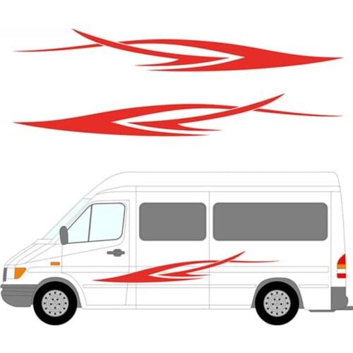 2x Stripes Motorhome Caravan Travel Trailer Camper Van Graphics Graphics Kit Decals Big Car Stickers KK 200cm*26cm