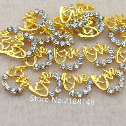 2018 Nail Art Rhinestone Decoration 20Pcs Gold Metal 3d nail art decorations beauty Love Alloy chain Design Manicure tool