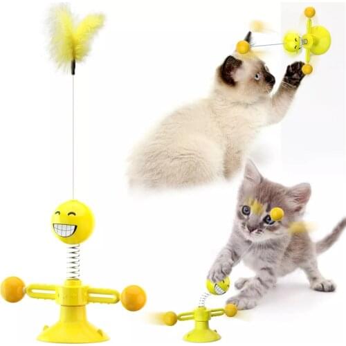 2021 Funny Cat Wand Toy Turntable Funny Cat Stick Windmill Portable Interactive Toys Smart Kitten Puzzle Training Pet Supplies