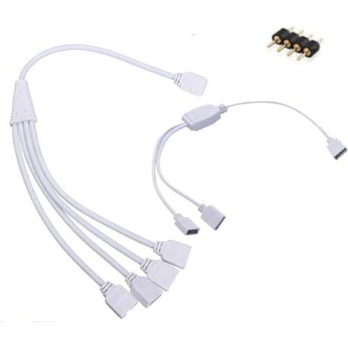4Pin RGB LED Strip Connector 1 To 2 3 4 Plug Power Splitter Cable 4pin Needle Female Connector Wire for RGB Led Strip Light Tape