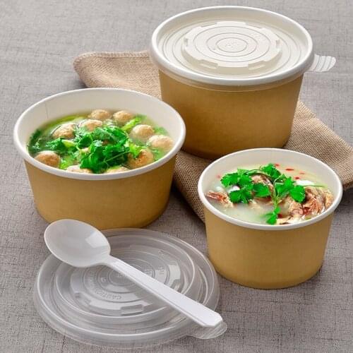 50pcs Kraft paper thick food snack yogurt pudding bread packaging cups cake dessert takeaway paper cup with cover