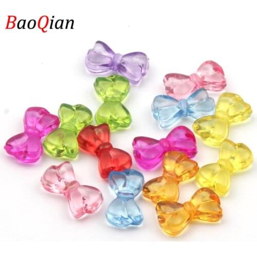 50PCS Bow Tie Modeling Acrylic Beads DIY Multicolor Bow Beads Making Baby Toys Jewelry Wholesale 10x18mm