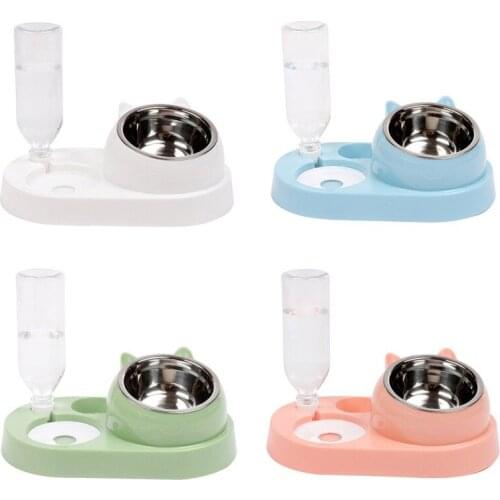 Pet Dog Food Feeding Bowl Automatic Feeder Stainless Steel Kitten Puppy Food Bowls Pets Drinking Supplies