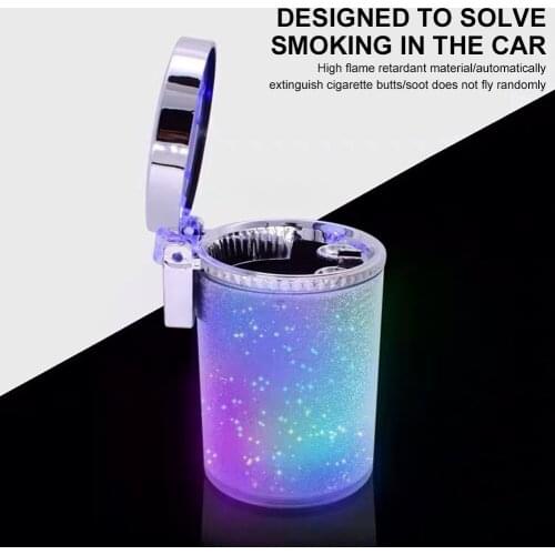 Auto Ashtray Led Light Airtight Lid Multifunctional Vehicle Cup Holder Air Vent Ashtray Trash Can Auto Interior Decoration Tools