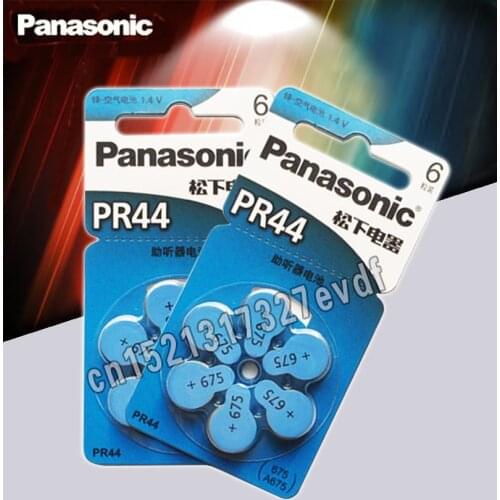 30PCS/LOT PR44 Hearing aid batteries for Panasonic 675 A675 Deaf-aid Audiphone Cochlear Button Cell Batteries 11.6mm*5.4mm