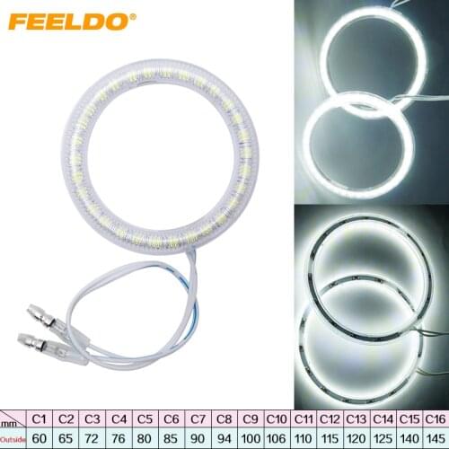 FEELDO 1pc White Car SMD Angel Eyes Light Halo Ring For All Cars Autos Headlight Multi-Size #HQ1445