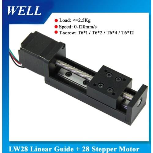 Free Shipping 15-100mm Effective Stroke T-screw OD6mm Linear Guide Model Sliding Table 3D Printer Kit CNC+28 Step Motor
