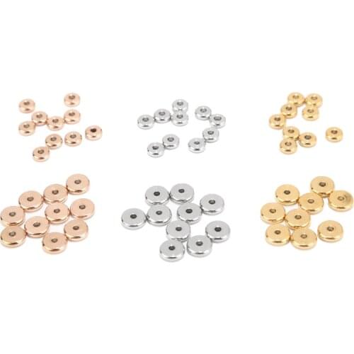 50pcs Exquisite Stainless Steel Gold Tone Large Hole Spacer Beads Jewely DIY Bracelet Necklace Accessories