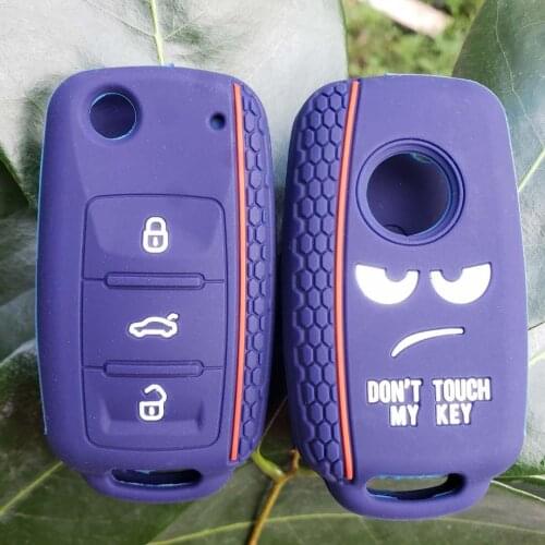 Holder For VW Passat Polo Golf Touran Bora Flip Remote Cover For SEAT Ibiza Leon SKODA Octavia Fabia FOB Key Silicone Case Cover