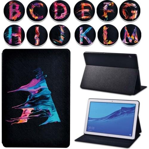 For Huawei MediaPad T3 8.0/T3 10 9.6 Inch/T5 10 10.1 Inch Shockproof Cool Letter Series Flip Stand Tablet Case + Free Stlyus