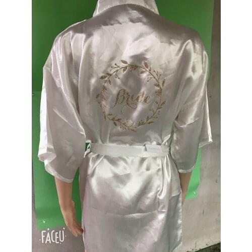 Personalize glitter wreath Wedding Bridesmaid bridal Lingerie satin silk pajamas honeymoon Bathing robes kimonos gowns gifts