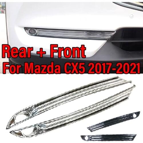 JEAZEA 2X Rear Reflector Tail Foglight Fog Lamp Cover Front Eyebrow Trim Frame Stripe Sticker Fit For Mazda CX-5 CX5 2017-2021