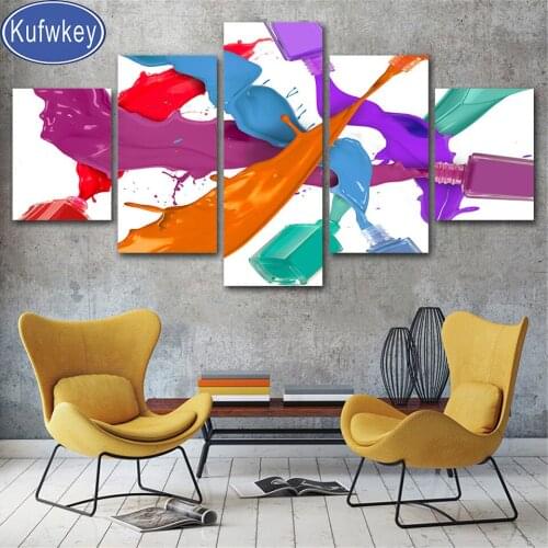 Beauty Shop 5d Diy diamond painting 5 Piece full square Round Drill embroidery Color Nail Polish Picture Of Rhinestone