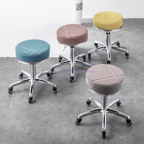 Small Round Stool Household Modern Simple Make-up Dressing Stool Barbers Wheeled Mobile Bench Nordic Luxury Dining Chair