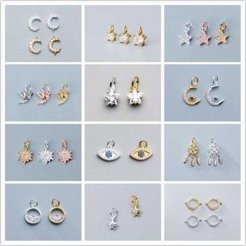 MEETSOFT Romantic 925 Sterling Silver Exquisite Zircon Charms DIY Handmade Fine Jewelry Pandent Deocration Bracelet Accessory