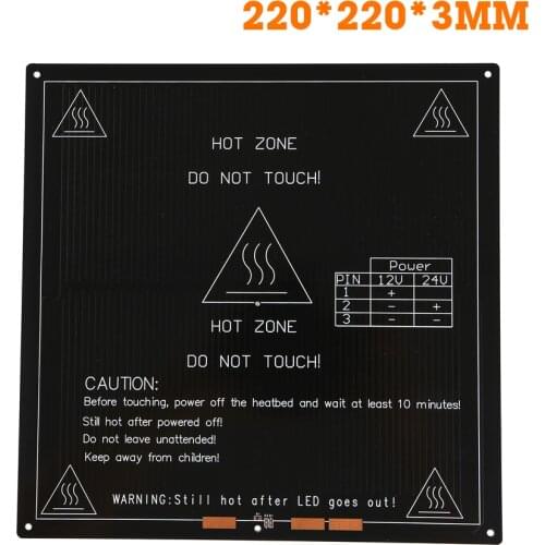 MK3 Mk2 Heated Bed 12V 24V Parts For Reprap Mendel HotBed 3D Printers Part 220*220mm Aluminium Plate 3mm Heatbed PCB Accessories