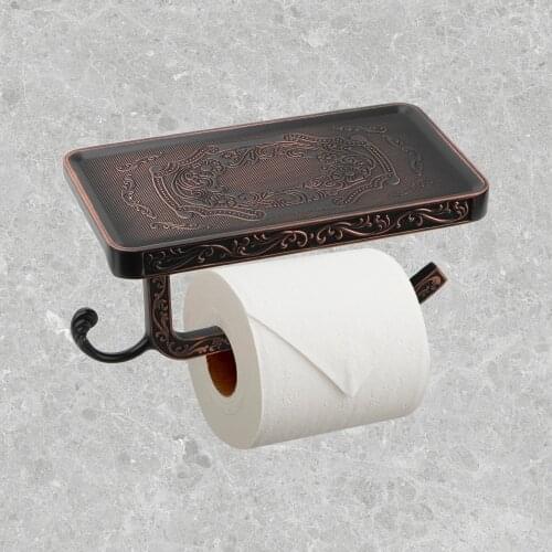 Multifunction Wall Mount Toilet Paper Holder Mobile Phone Holder Bathroom Hardware Carved Toilet Paper Box Roll Holder
