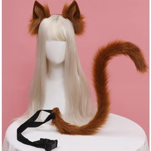 Cartoon Ears Tail Set Masquerade Halloween Cat Cosplay Party Costume Ear Hairhoop Headwear Lolita Accessories