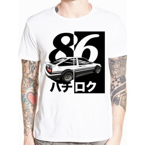 AE86 Initial D Homme T Shirt Men Print Drift Japanese Anime T-shirt O-Neck Short Sleeves Summer Casual Men T Shirt
