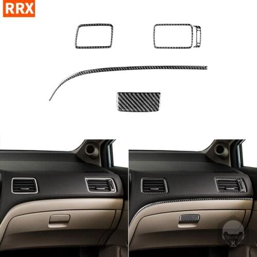 For Honda Civic 9 Coupe Sedan 2013-2015 Carbon Fiber Stickers Co-Pilot Dashboard Trim Strip Glove Box Handle Car Accessories
