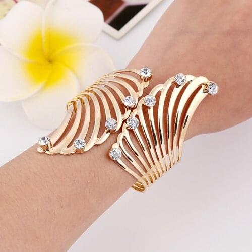 New fashion hot-selling wing bracelet fashion feather rhinestone hollow bracelet jewelry gift B0172