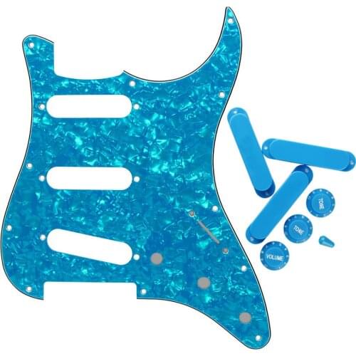 NEW Guitar Parts Set SSS Pickguard with Switch Tip Single Coil Pickup Covers Tone Volume Knobs for 11 Holes Strat Style Guitar