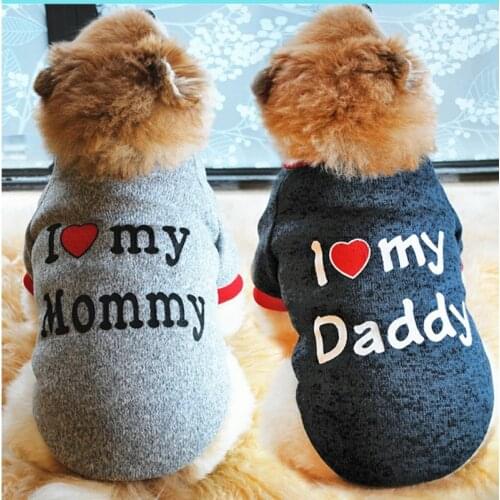 Clothes Dachshund Dog Sweater Hoodie Cat Hoodie For Dog Knitted Coat Mascotas Ropa I Love My Mommy Dog Clothes Chihuahua