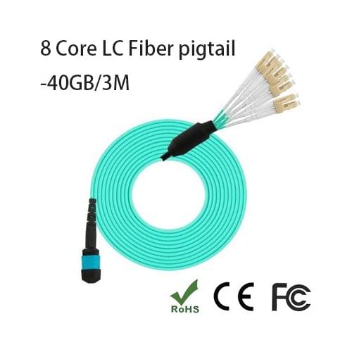 8 Core MPO-LC 3M Multimode LC Pigtail Fiber Optic Pigtail 40GB Fiber-optic jumper