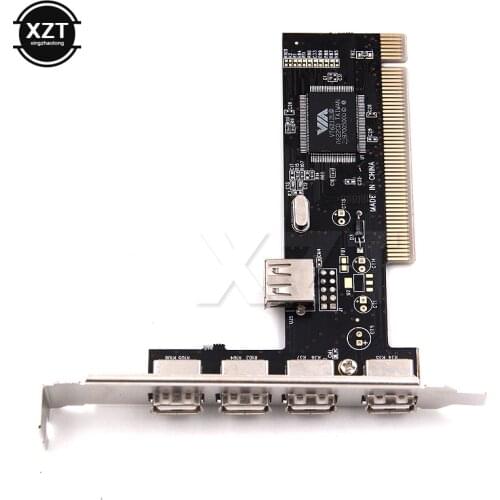 Wholesale PCI Controller Card Adapter USB 2.0 4 Port 480Mbps expansion card High Speed VIA HUB PCI Cards desktop Drive free