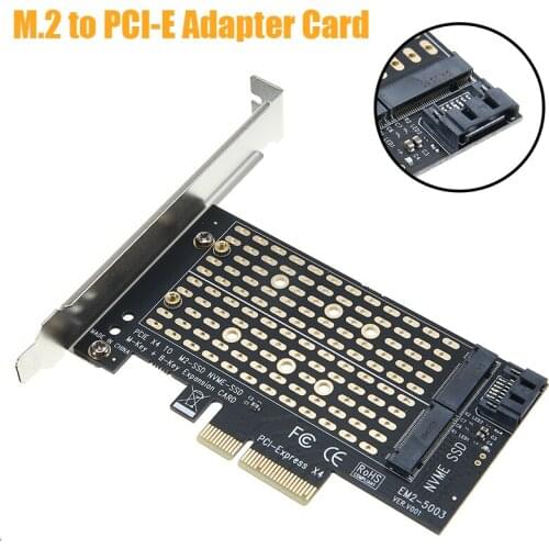 M.2 NGFF to Desktop PCI-E x4 x8 x16 NVME SATA Dual SSD Express Adapter Card With Mounting Brackets And A Heat Dissipating PCB