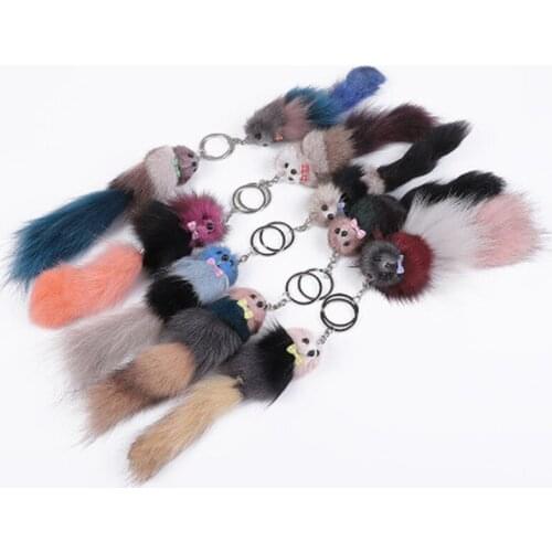Pompom Keychain Fox Cat Dog Womens Bags Key Ring Handmade Accrssories Keychains Pendants Charming Suspension Decoration
