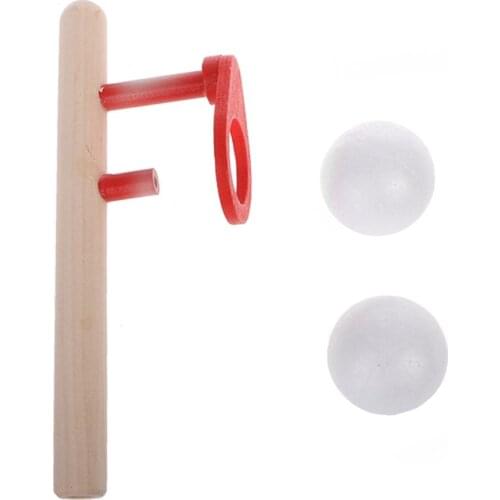 Foam Ball Floating Game Blowing Air Toys Wooden Handle Whistle Children Educational Puzzle Toy