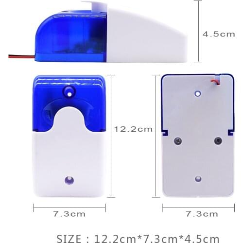 1 set of mini wired strobe siren durable 12V / 24V alarm strobe flashing red light siren home security alert small light