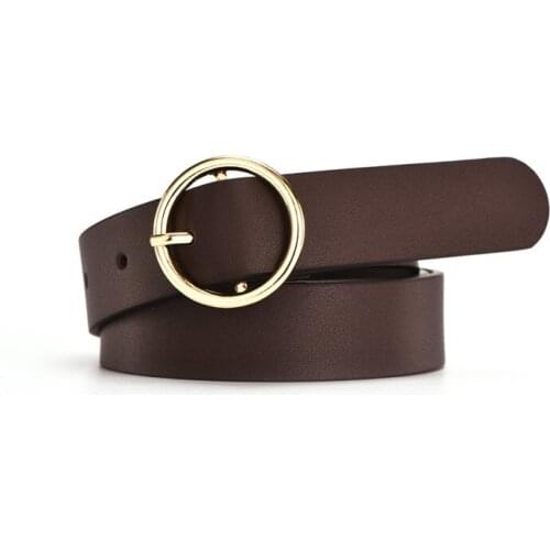New Soft Leather Women Belts Gold Silver Ring Buckle Vintage Casual Luxury Strap w/2.4cm Female Narrow Belt Designer Jeans Belt