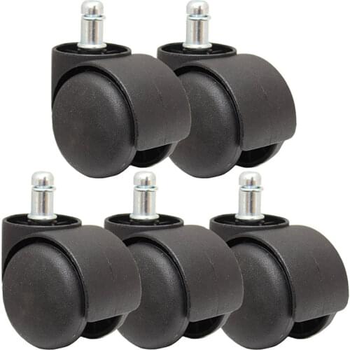 50mm Office Chair Roller Castor Wheels - Set of 5 - Black