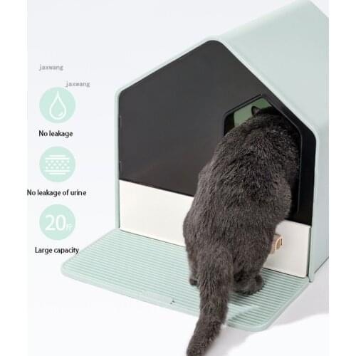 Front-entry Fully Enclosed Cat Litter Box Drawer Type House Shape Cats Toilet Anti-splash Kittens Bedpan Pet Sand Basin Supplies