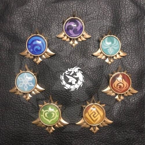 Souvenir Genshin Impact Game Eye of God Badge New Element Brooch Pin Itabag Pendant Toy Metal Medal Buttons Collection Cospaly