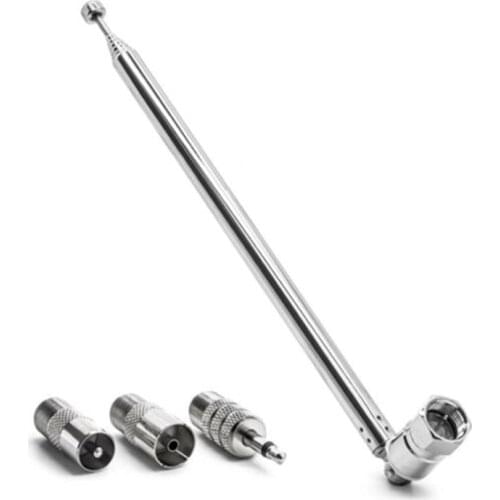 Telescopic Antenna Stretch Length 29.53'' F Plug F Type Female Plug Connector with Adapter for TV Table Top Radio