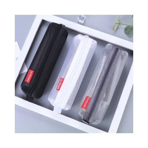 Three-dimensional simple transparent mesh pen bag special stationery bag for student exams large-capacity portable storage bag