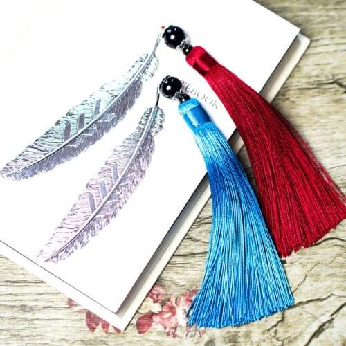 Creative metal feather tassel bookmarks exquisite handmade literary retro gift school student reading mark stationery