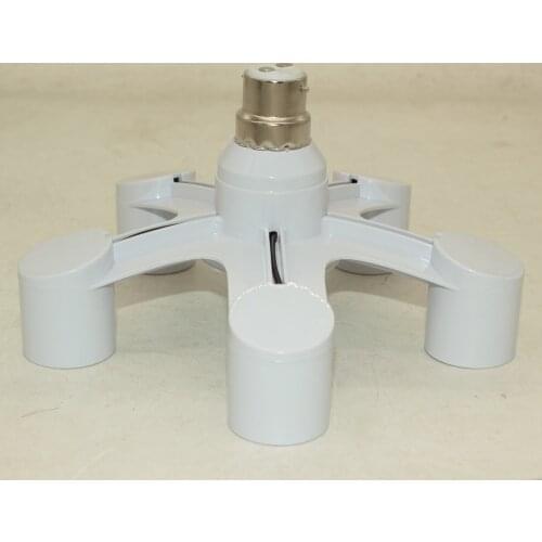 Universal 5 in 1 B22 to E27 Base Socket Splitter LED Light Lamp Bulb Adapter Holder Converter