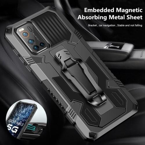 Military Phone Cases Sports Metal Back Clip Bracket Magnetic Suction Cover for VIVO V19 Y91C Y95 Y17 Y12 Y11 V17 S1 PRO Y19 V20i