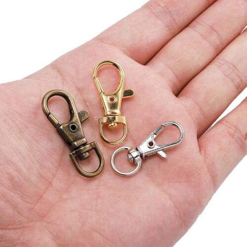 10pcs/lot Rotating Dog Buckle Gold Rhodium Metal Lobster Clasps Hooks For DIY Jewelry Making Key Ring Chain Accessories Crafts