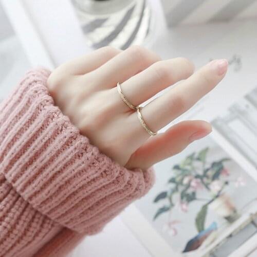 2MM/3MM/5MM Width Ring 316L Stainless Steel Simple Design Scrub Glitter Ring Gold Color Female Fingers Jewelry Ring Wholesale