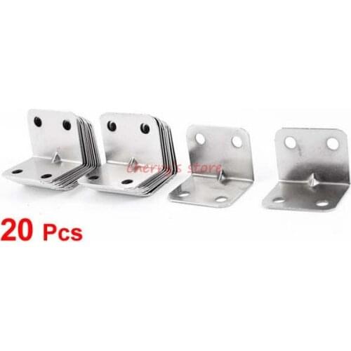 20 Pcs 35mm x 30mm Chair Door Brackets Metal Corner Braces Silver Tone