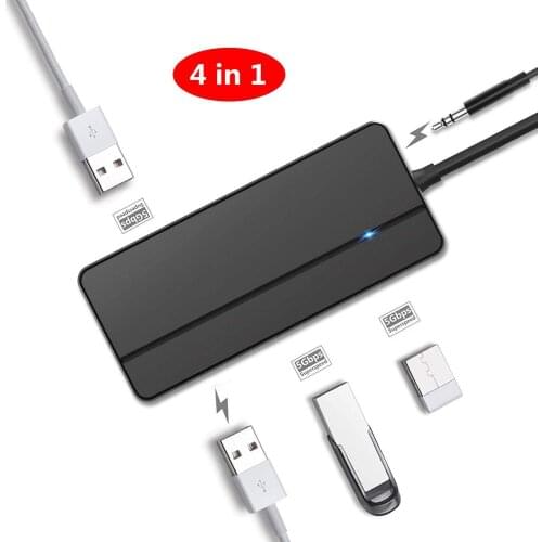 TOPESEL 4-Ports USB 3.0 Data Hub for Laptop, MacBook, PC, Mobile HDD, Mulitple Devices