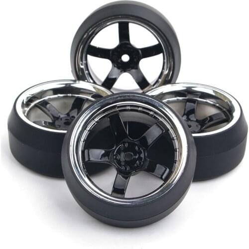 4Pcs 1/10 Drift Car Tires Wheel Rim 12mm Hex PP0104+PP0369 Fit HSP HPI Racing On-Road Car Model