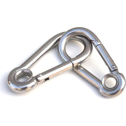 2PCS/LOT 304 Stainless Steel M4/5/6/7/8/9/10/11/12 Eyelet Spring Quick hook Secure Lock Hook Hiking Camping Carabiner Snap Hook